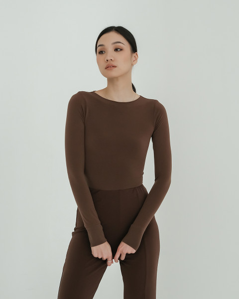 Elena Basic Bodysuit - Mocha – Wild Oak Boutique